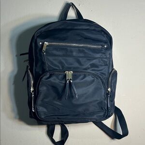 Time And Tru Backpack Black Multi-Pocket 100% Nylon W/ Laptop Sleeve